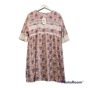 NWT Grace Karin Pink Floral Dress with Embroidered lace details | Medium NWT